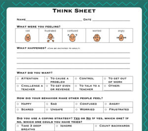 Behavior Reflection Think Sheet – Astute Hoot